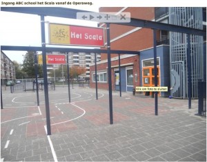 Ingang ABC school het Scala vanaf de Operaweg